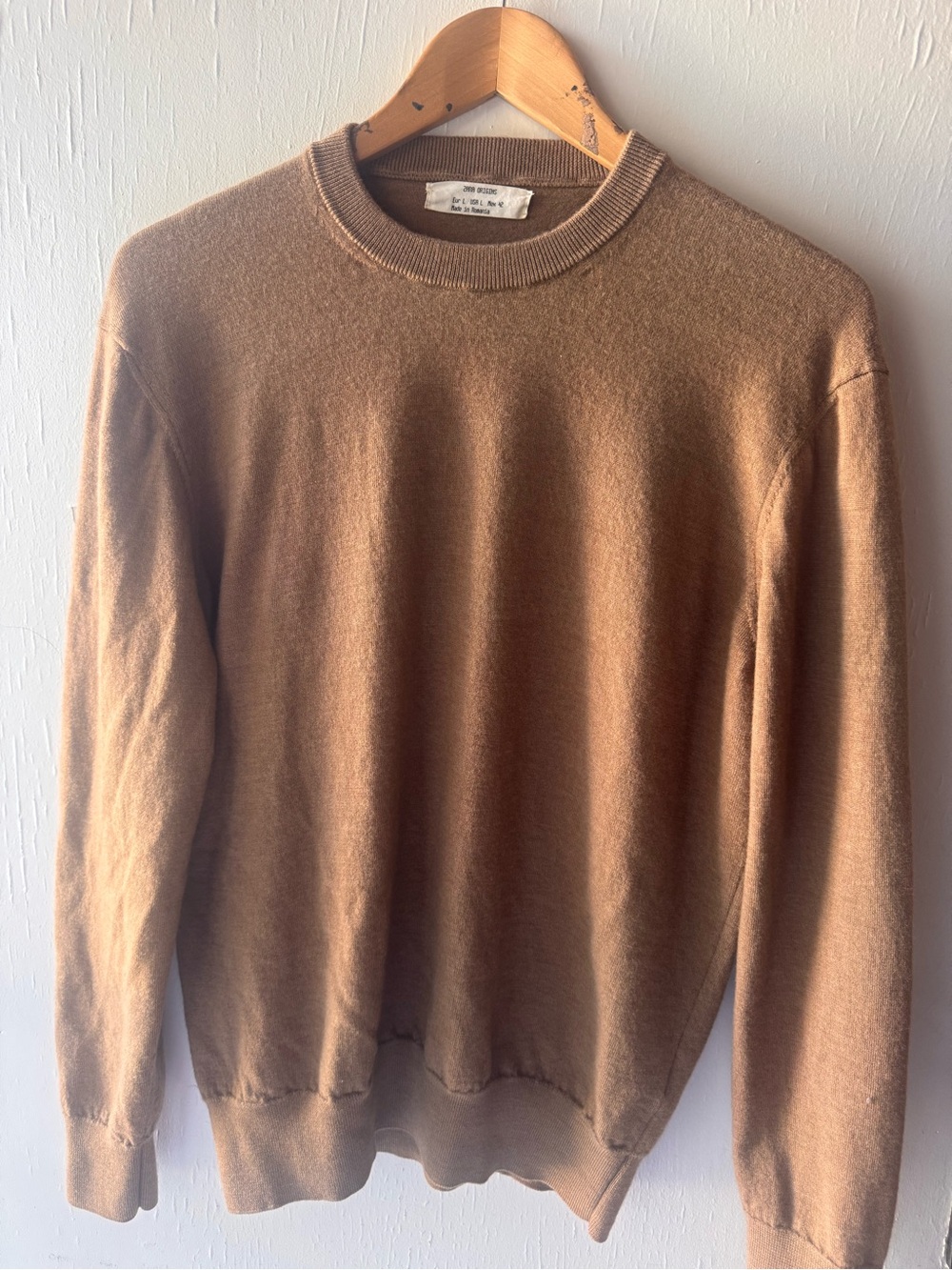 Zara Men's Crewneck Sweater in Camel Brown